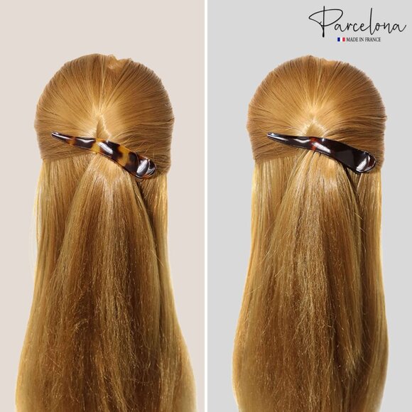 French Brill Beak Hair Claw Light Tortoise Shell Medium 4.5" Style - Picture 6 of 9